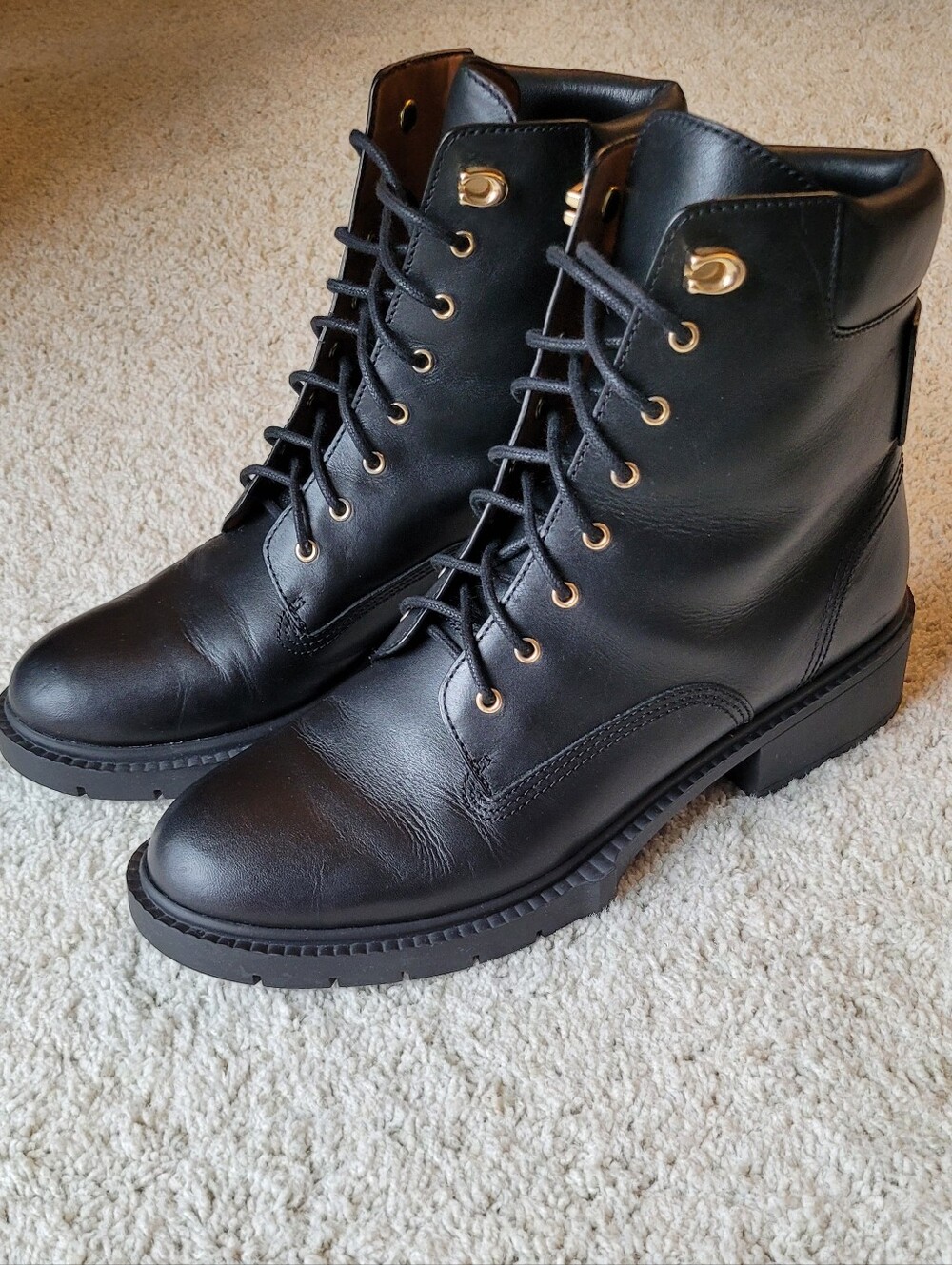 Coach Mens Boots In Black Leather Out & Brown leather Insiden C Logo & Label 11B